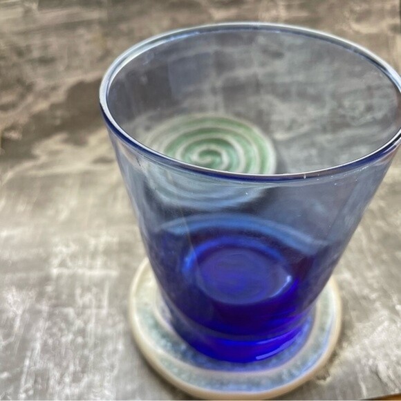 NWOT Coasters Ceramic & Glass Handmade Set of 2 - Picture 2 of 9